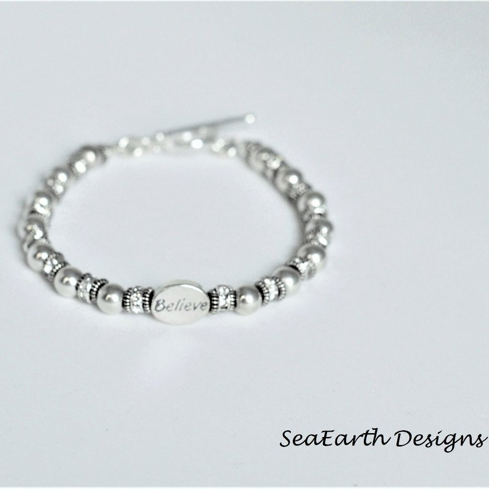 Sterling Silver "Believe" Bracelet